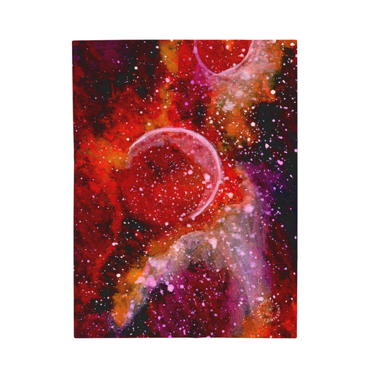 Orange Moons Galaxy Velveteen Plush Blanket