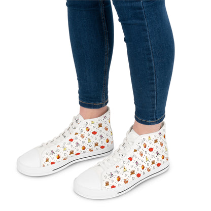 Women's High Top Sneakers — Cute Autumn Animal Cow Pattern Casual Shoes