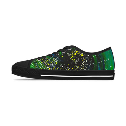 Women's Low Top Sneakers — Green Galaxy Print