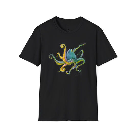 Green octopus Unisex Softstyle T-Shirt