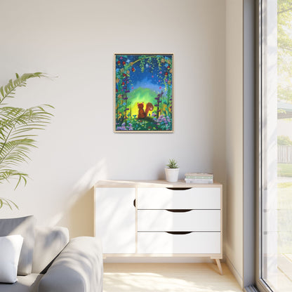 Fox Under Flowers Framed Wall Art