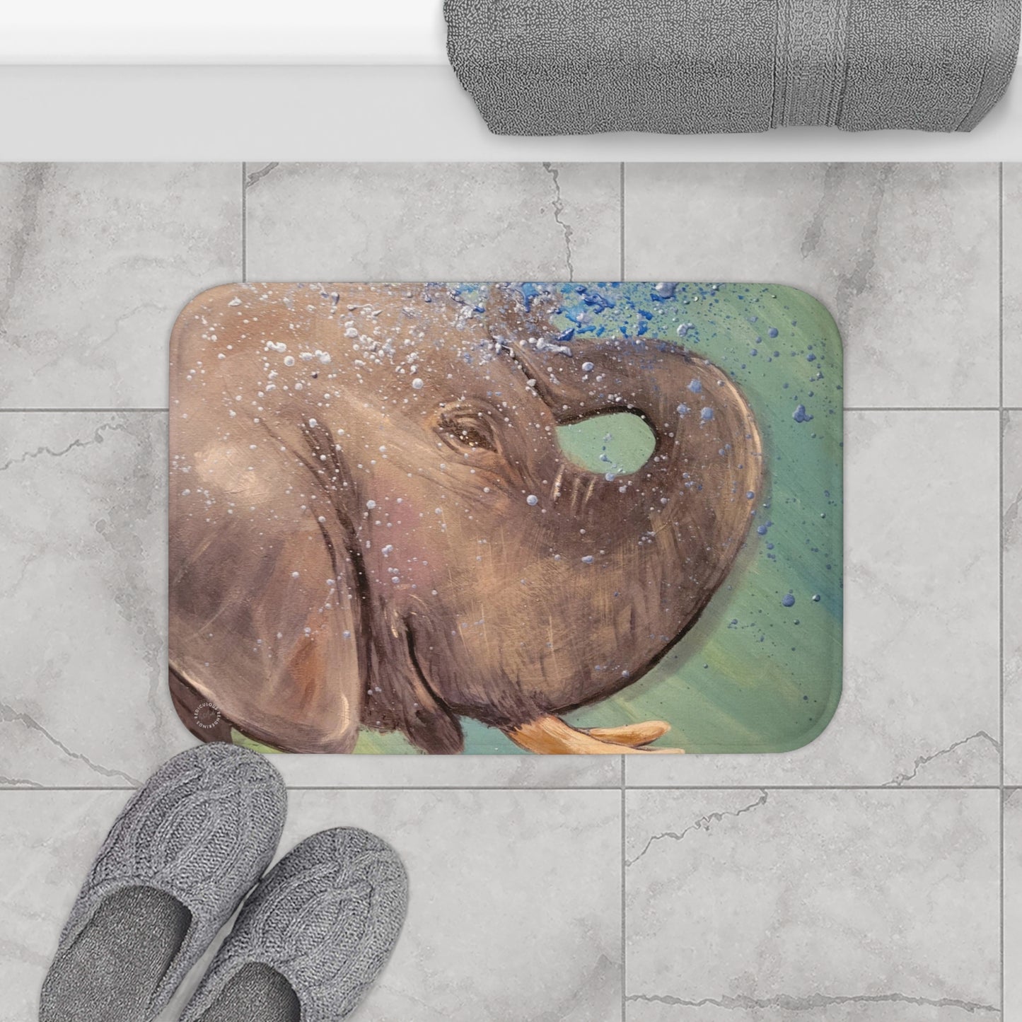 Elephant Bath Mat  Anti-Slip, 100% Microfiber Rug- Home & Bathroom Supplies