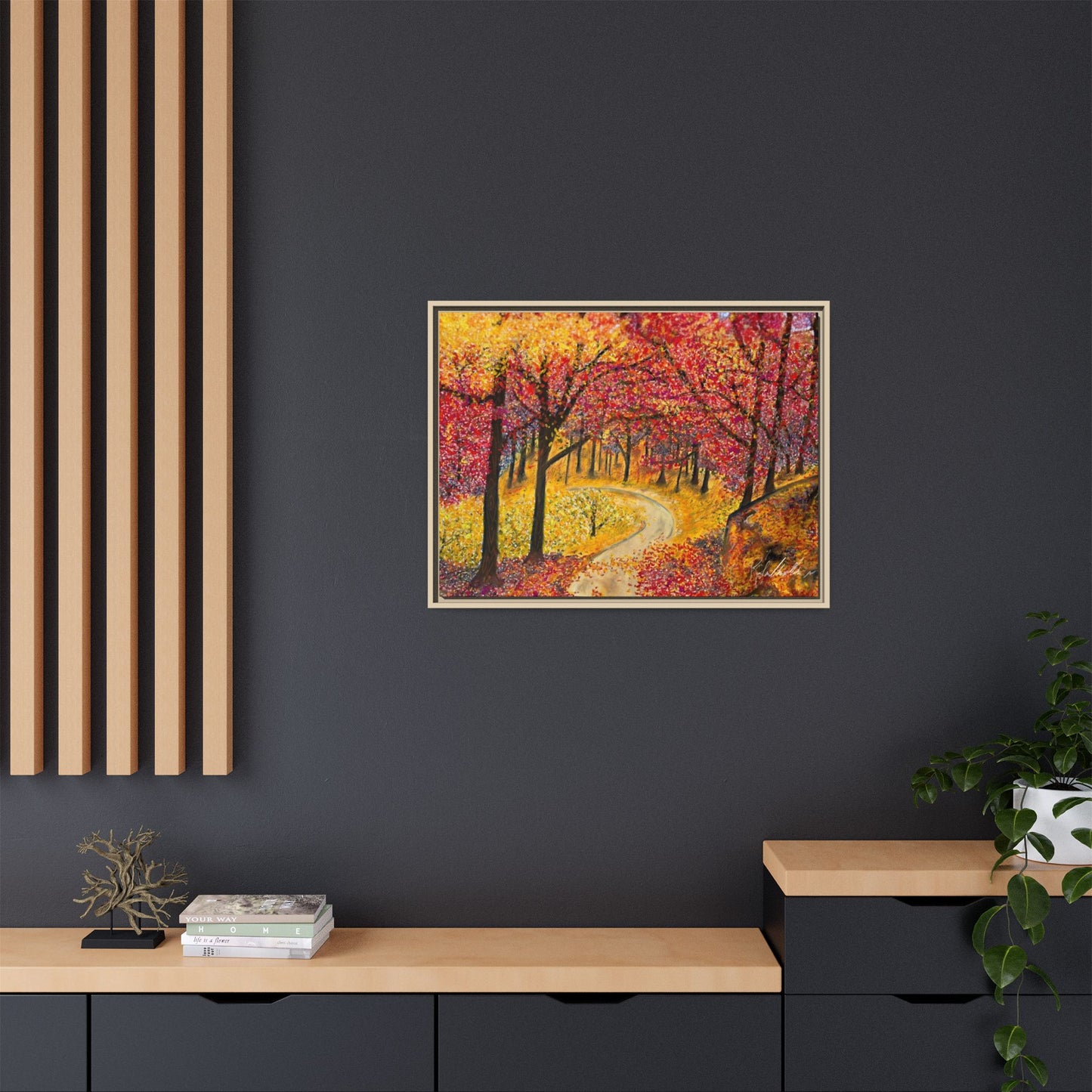 Vibrant Fall Forest Framed Wall Art