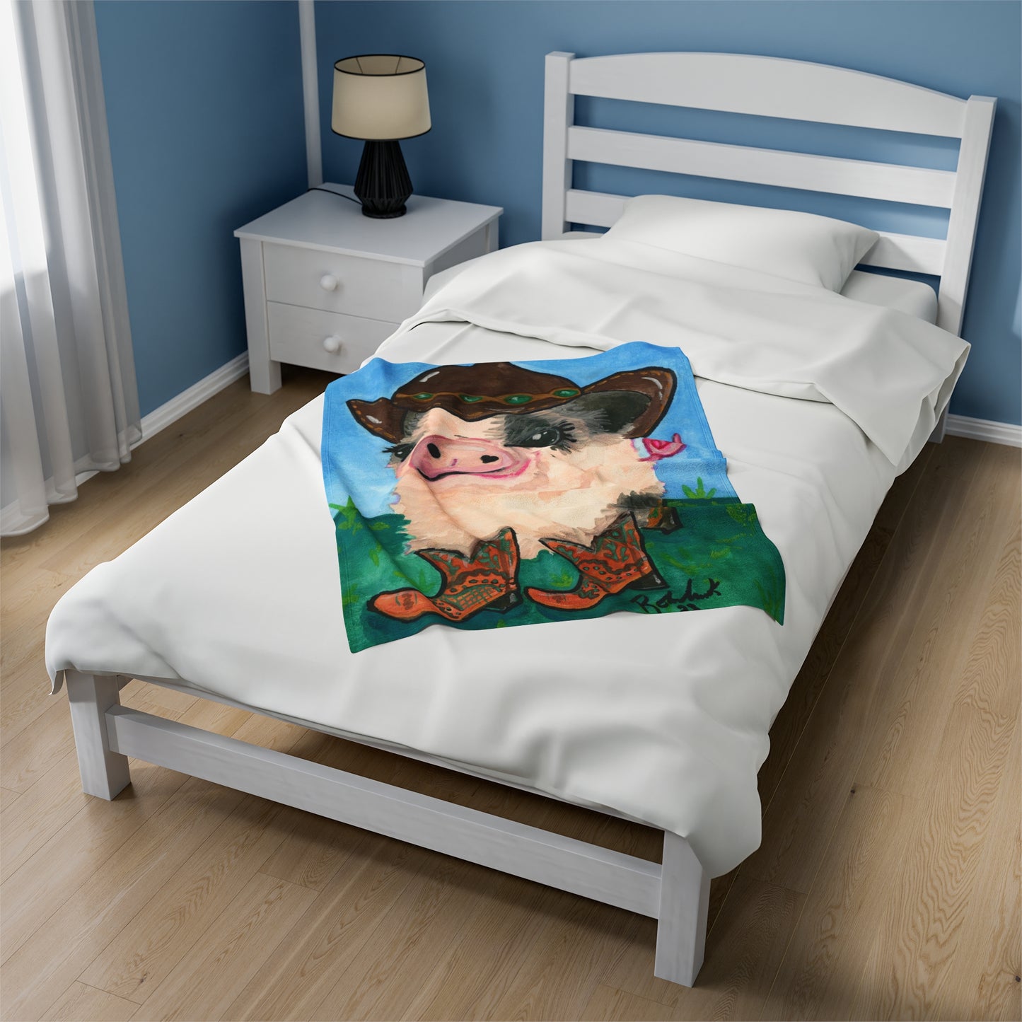 Cowboy Pig Velveteen Plush Blanket