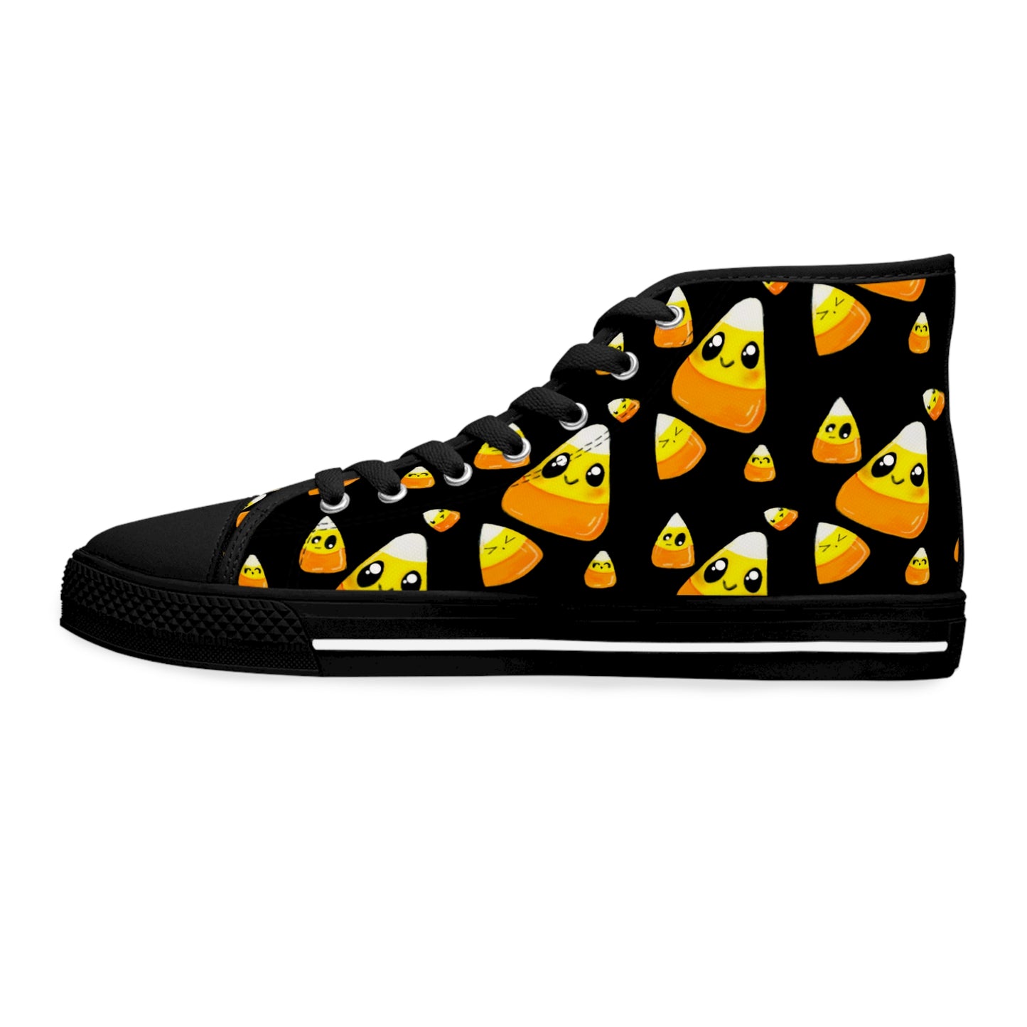 Candy Corn Pattern High Top Sneakers — Cute Halloween Women’s Shoes