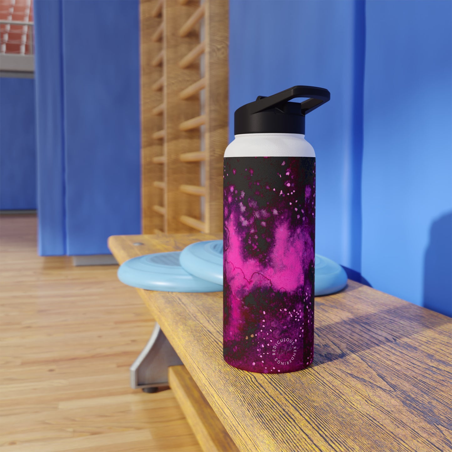 Rose Colored Galaxy Stainless Steel Water Bottle, Standard Lid