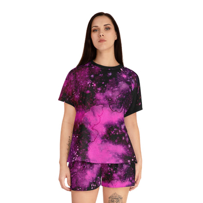Galaxy Pink Women's Pajama Set - Short Sleeve & Shorts Sleepwear