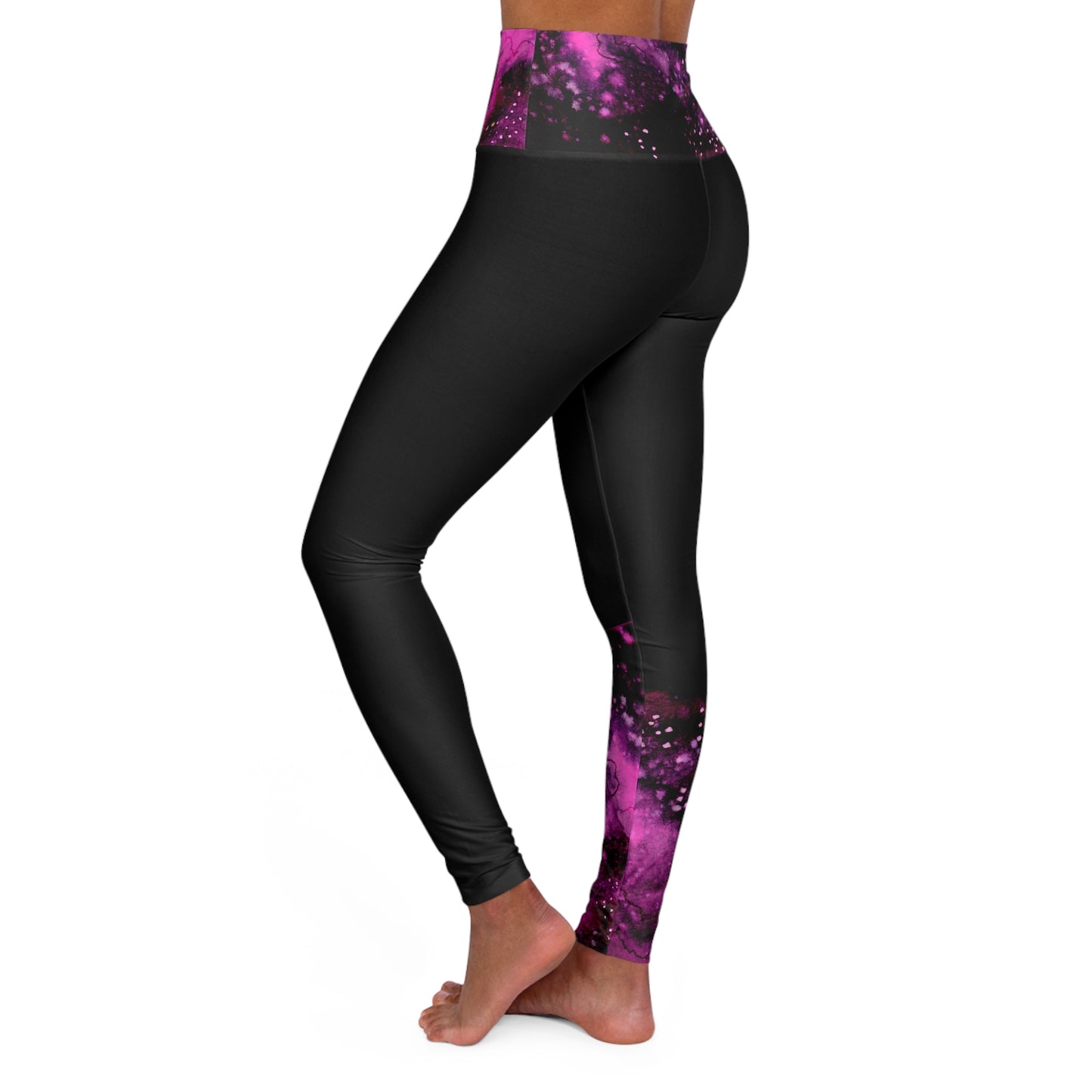 Rose Colored Galaxy High Waisted Yoga Leggings (AOP)