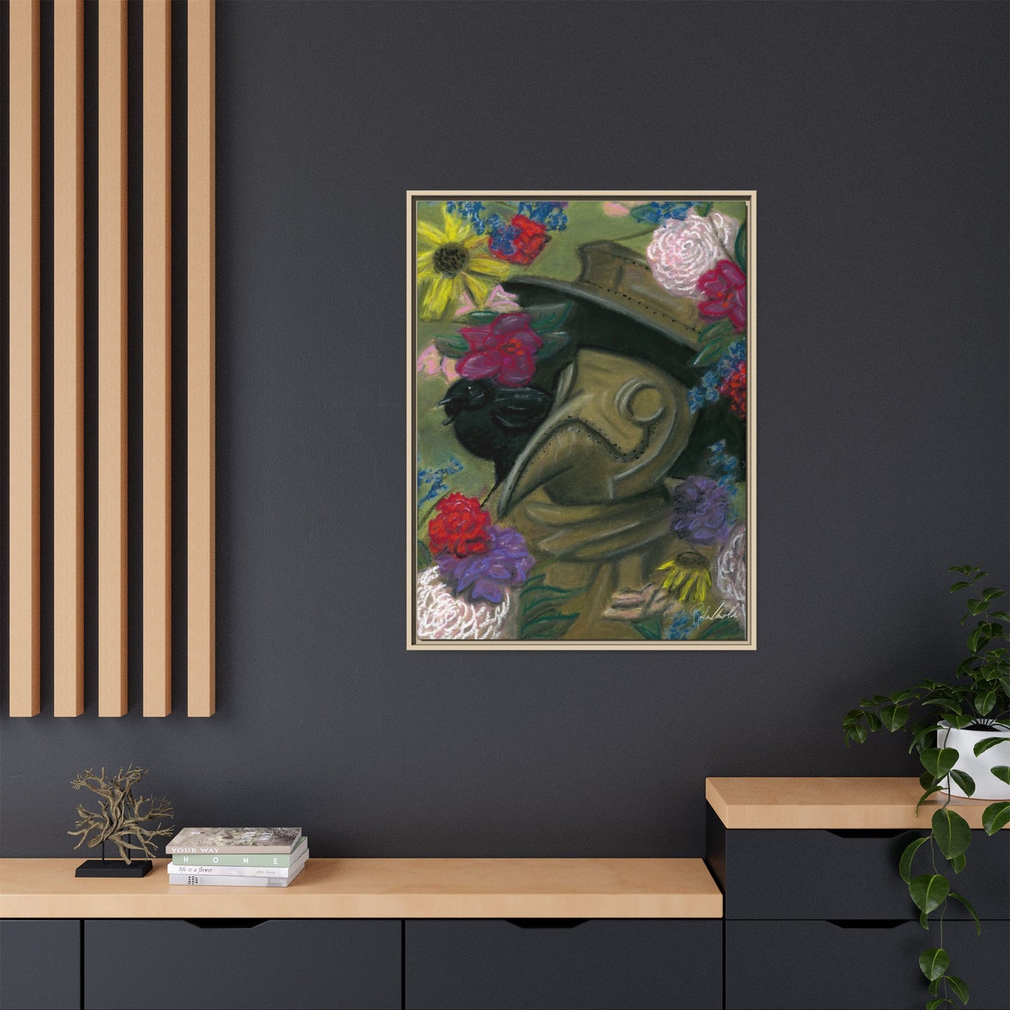 Plague Doctor and Raven Framed Wall Art