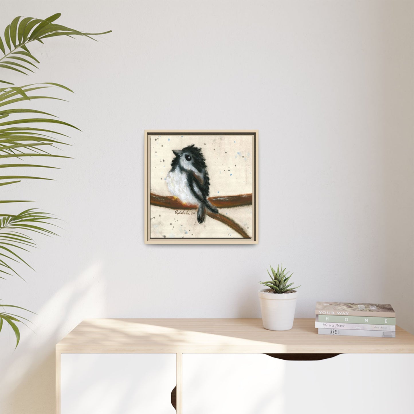 Black Finch Bird Framed Wall Art