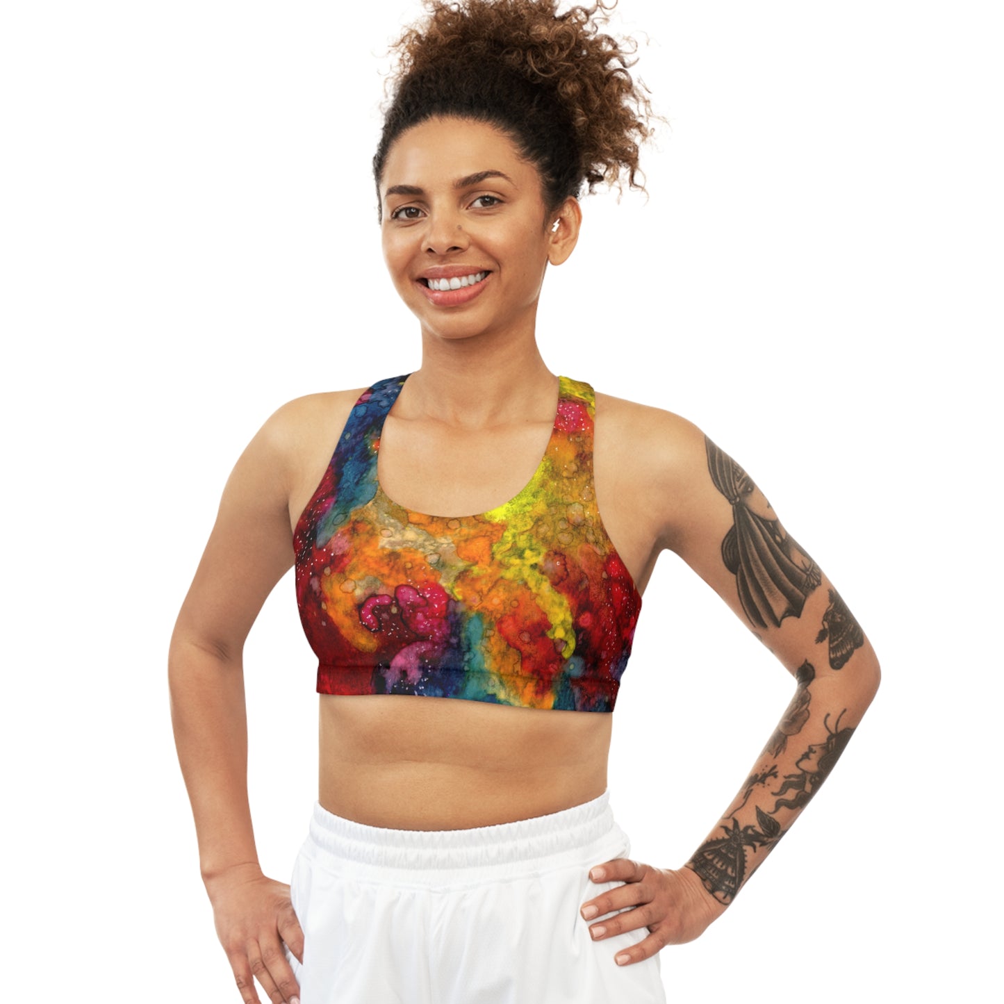 Sunset Clouds Galaxy Seamless Sports Bra (AOP)