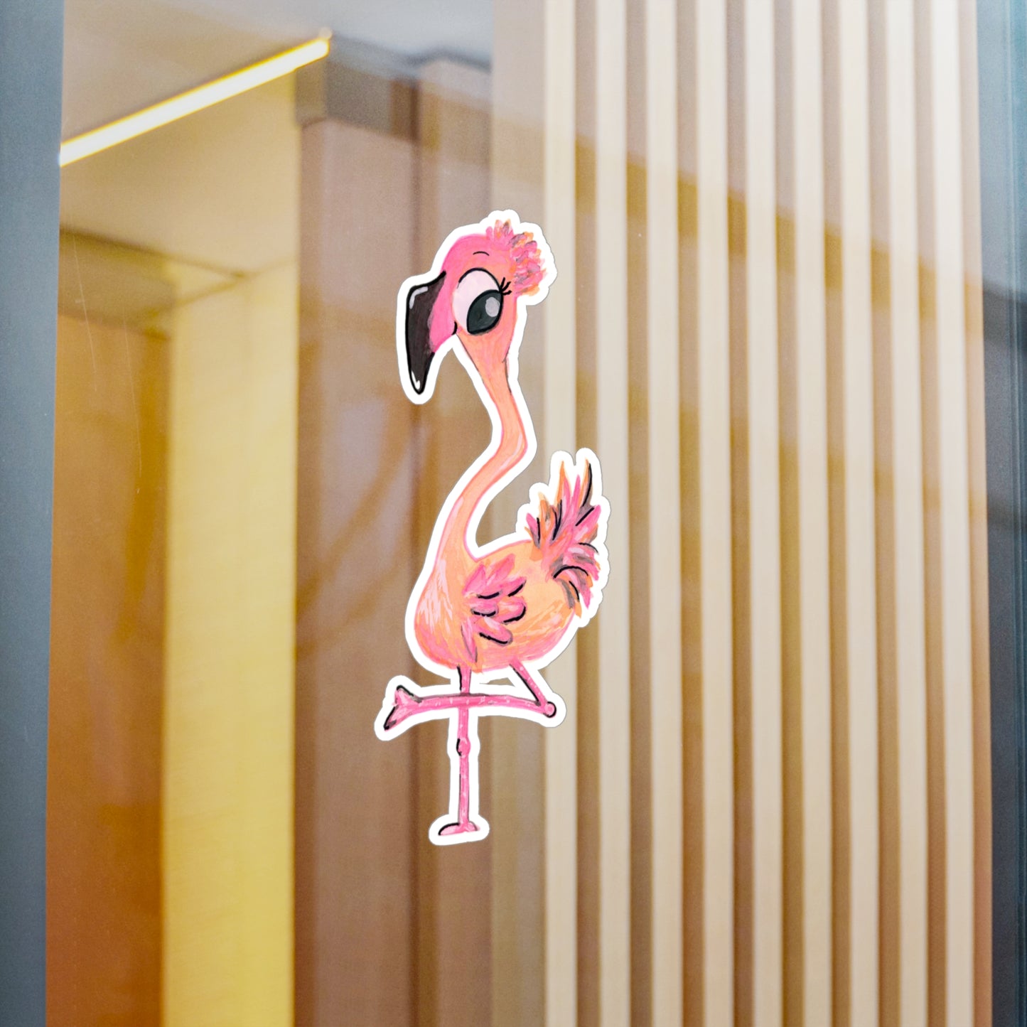 Flamingo-7 Kiss-Cut Vinyl Decals Water, Scratch & UV-Resistant Satin Finish Vinyl Sticker with Removable Adhesive