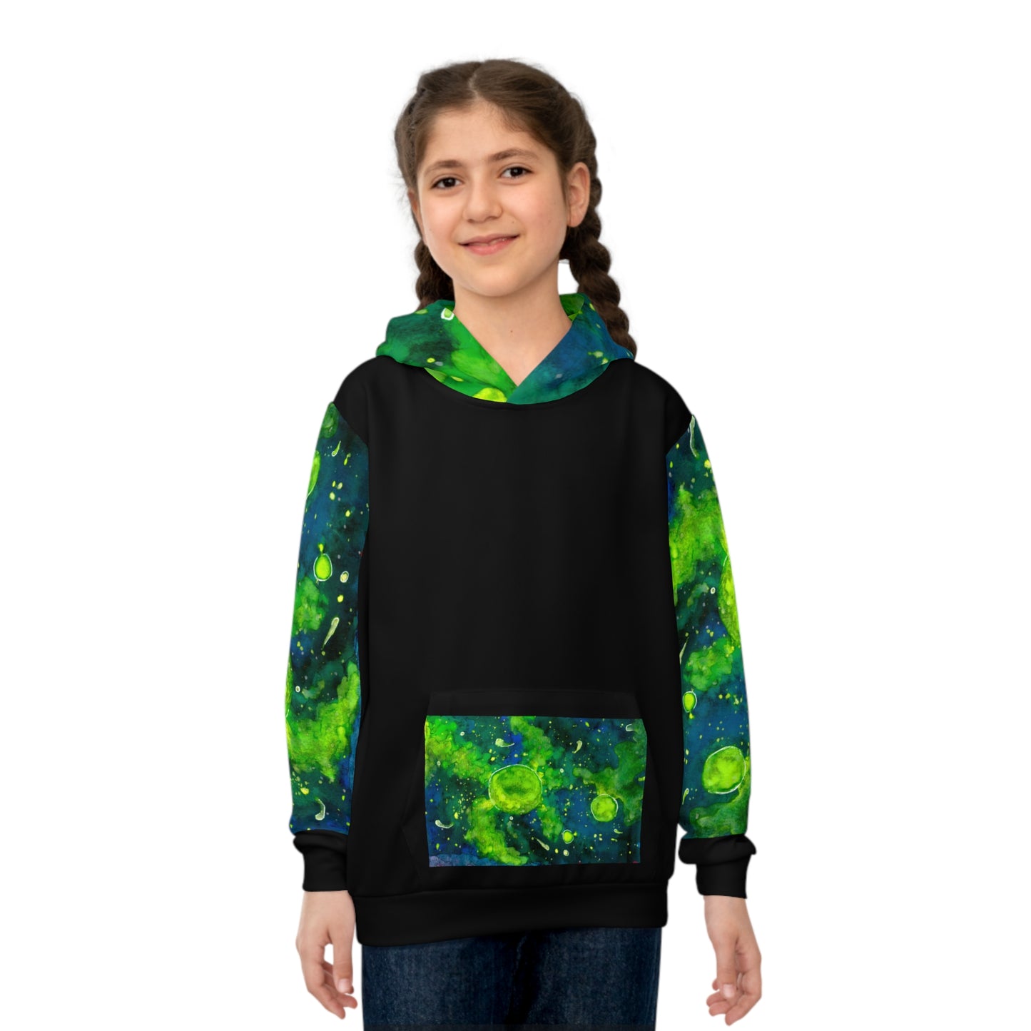 Green Galaxy Children's Hoodie (AOP)