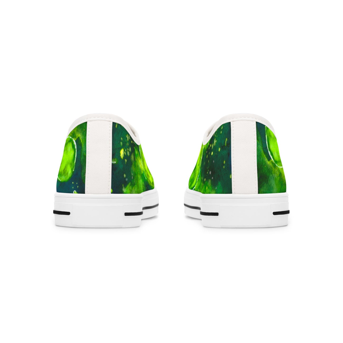 Low Top Sneakers — Green Galaxy Moon Pattern