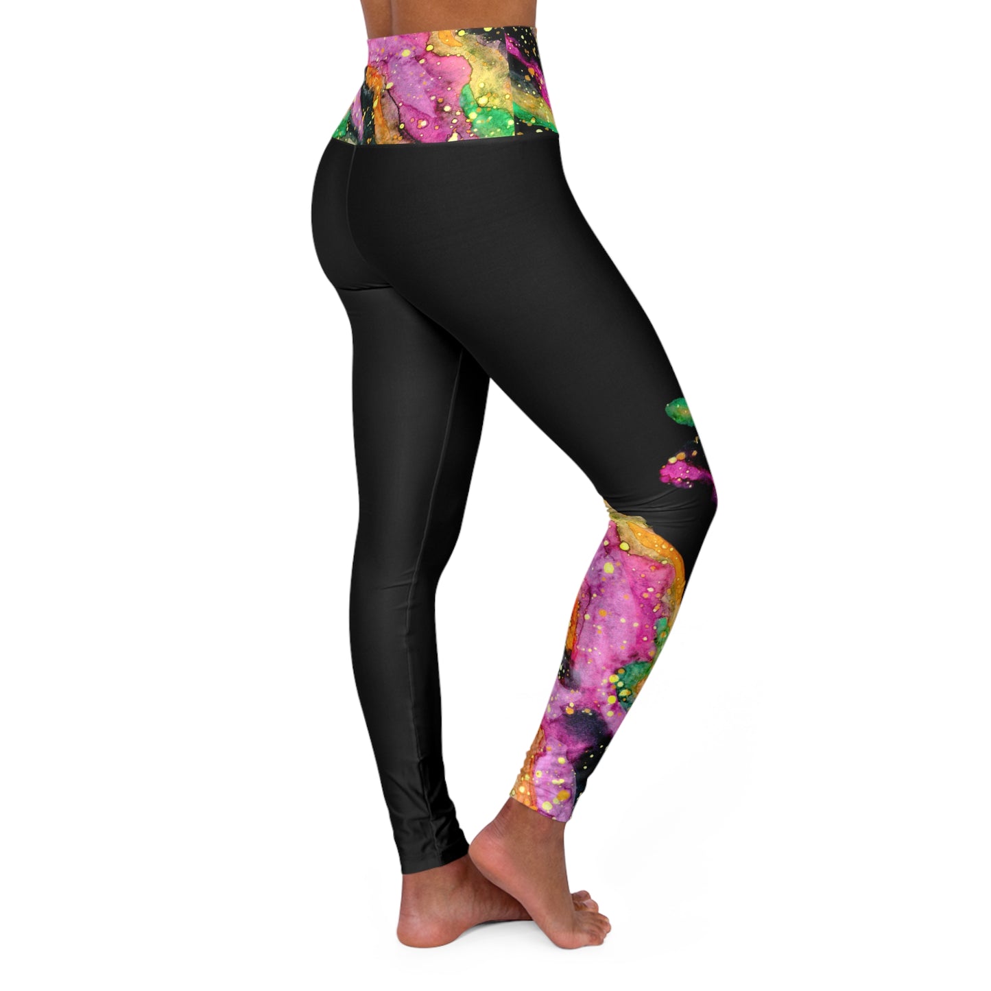 Neon Galaxy High Waisted Yoga Leggings (AOP)