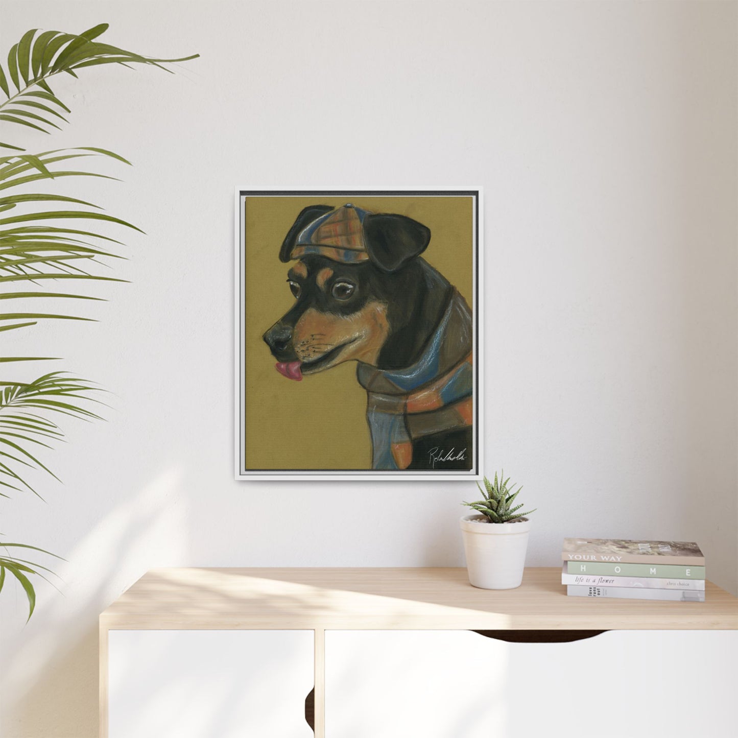 Small Chihuahua Dog in Hat Framed Wall Art