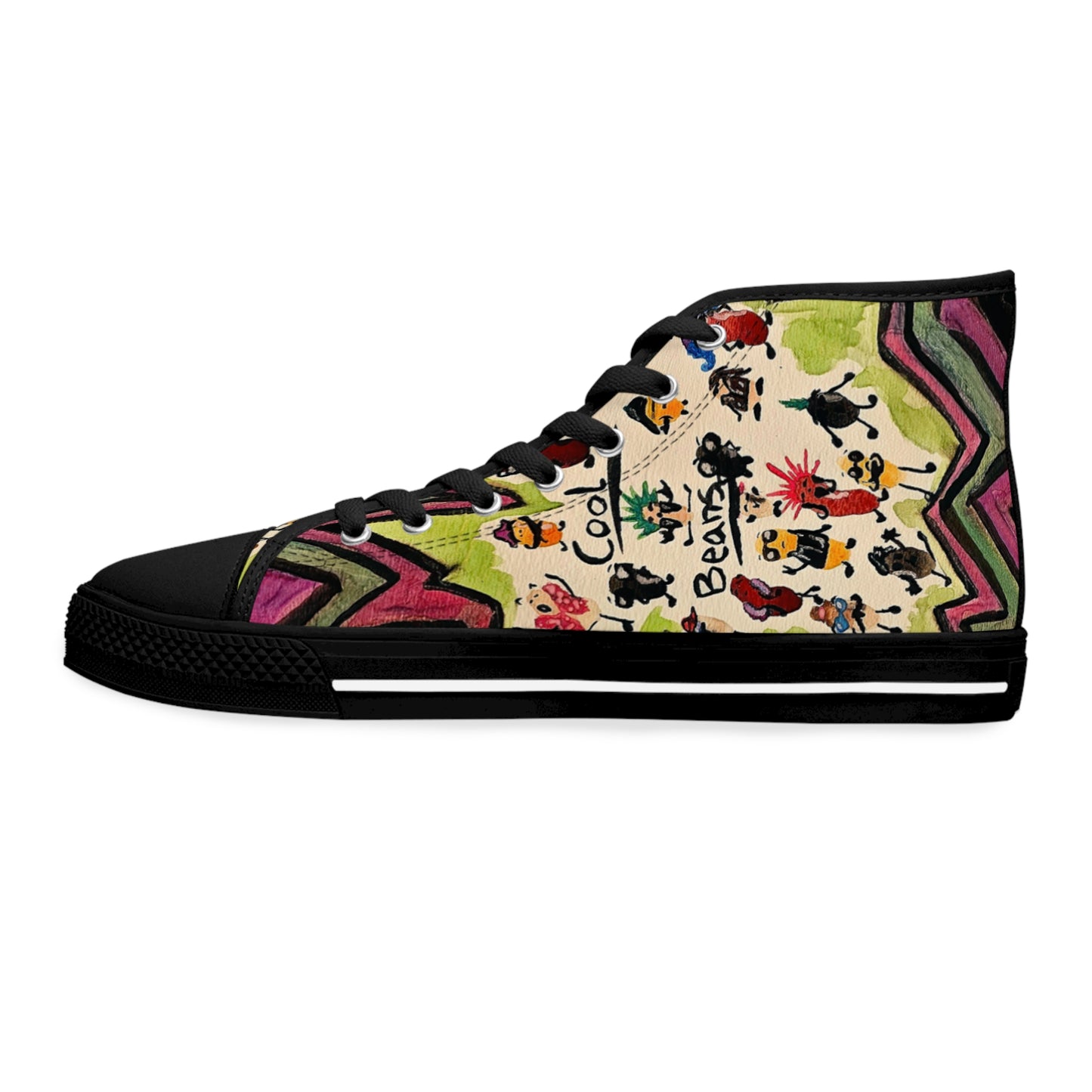 Women's High Top Sneakers — Colorful Retro Cool Beans Pattern Casual Shoes