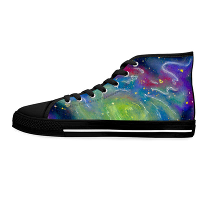 Galaxy Swirl High-Top Sneakers — Colorful Cosmic Women's Canvas Shoes