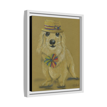 Weiner Dog in Hat Framed Wall Art