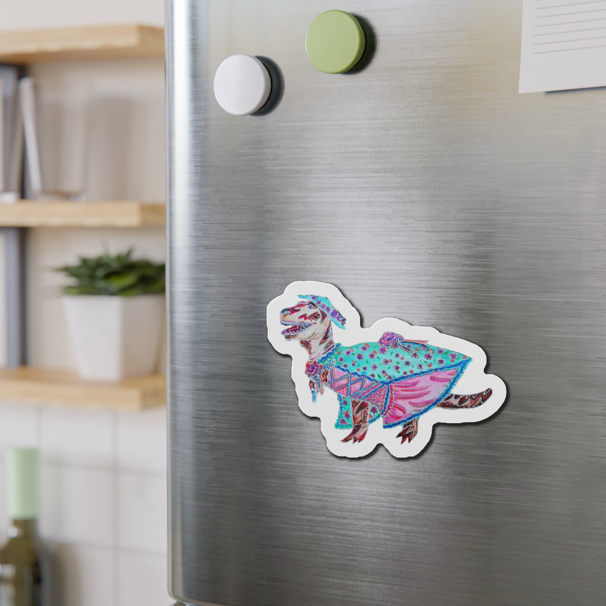 Fancy Rex Cut Magnets  Custom Shape, 5 Sizes, Vinyl Material for Outdoor Use, Flexible and Durable, Black Backing - Home Decor Refrigerator Magnets