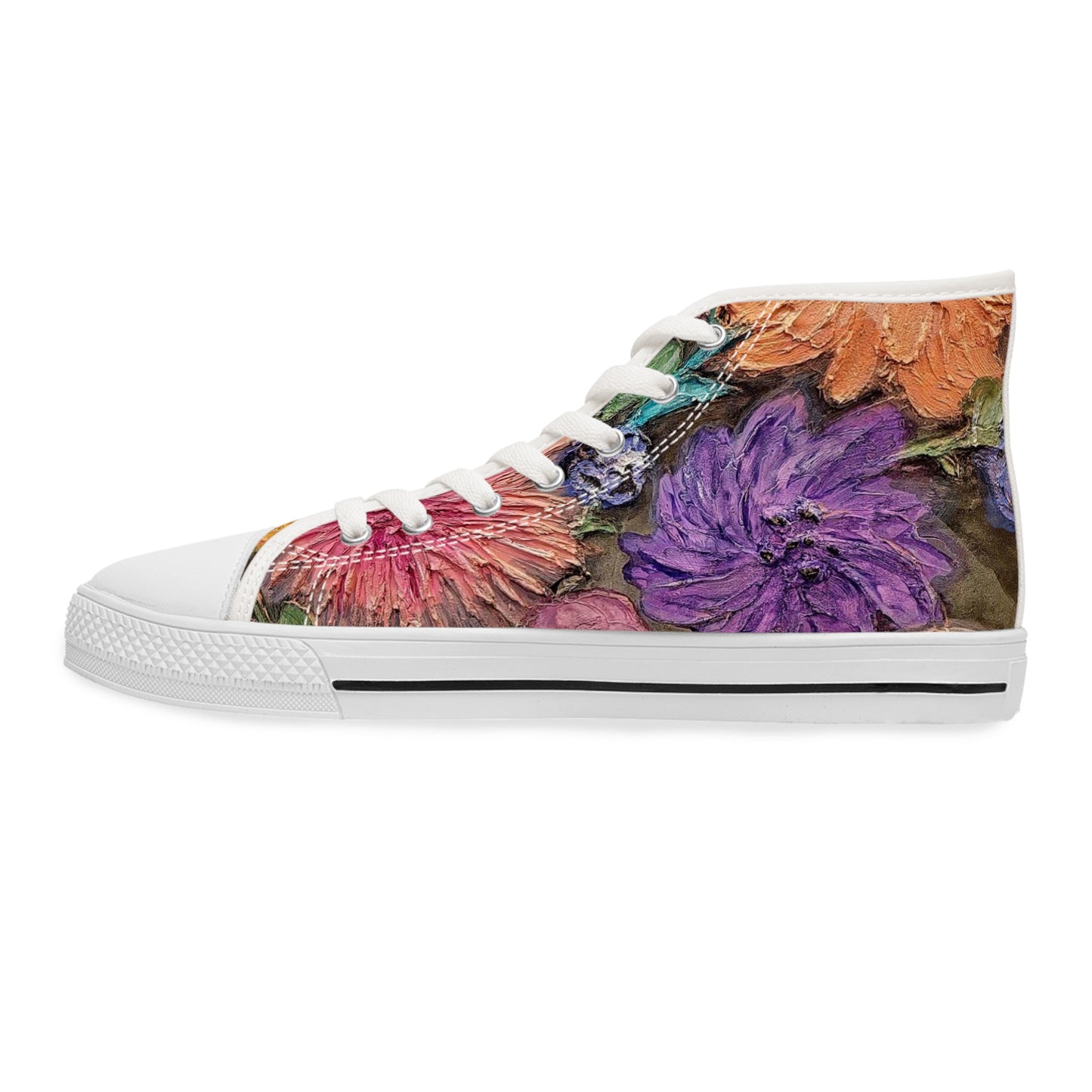 Flower Unisex High Top Sneakers Closed Toe Casual Walking Fashion Shoes