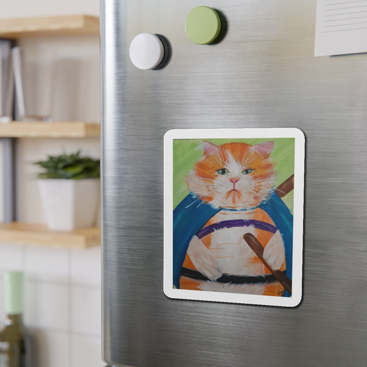 Ninja Cat Cut Magnets  Custom Shape, 5 Sizes, Vinyl Material for Outdoor Use, Flexible and Durable, Black Backing - Home Decor Refrigerator Magnets