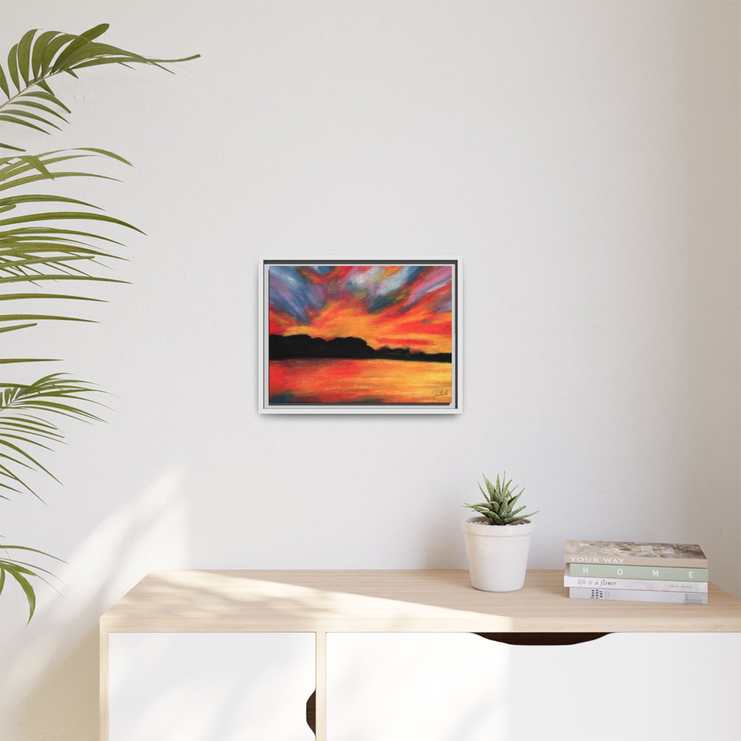 Sunset Over The Lake Framed Wall Art