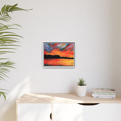 Sunset Over The Lake Framed Wall Art