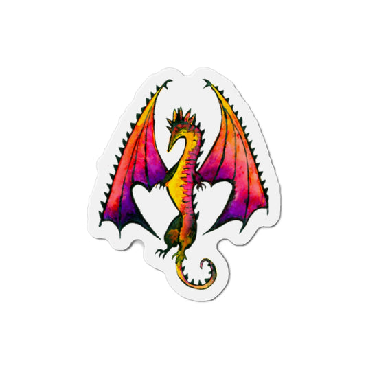 Fire Dragon Die-Cut Magnets  Custom Shape, 5 Sizes, Vinyl Material for Outdoor Use, Flexible and Durable, Black Backing - Home Decor Refrigerator Magnets