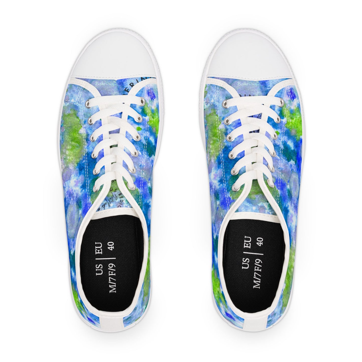Floral Watercolor Low Top Sneakers — Blue Green Garden Print