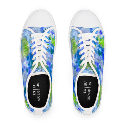 Floral Watercolor Low Top Sneakers — Blue Green Garden Print