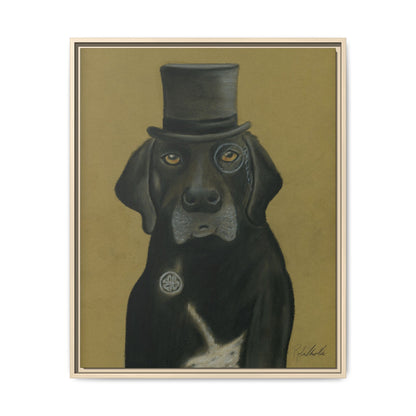 Black Lab Dog in Top Hat Framed Wall Art