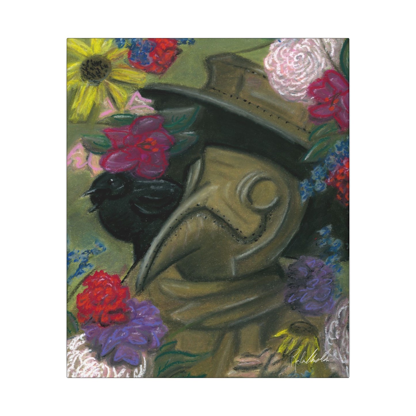 Plague Doctor and Raven Canvas Gallery Wrap