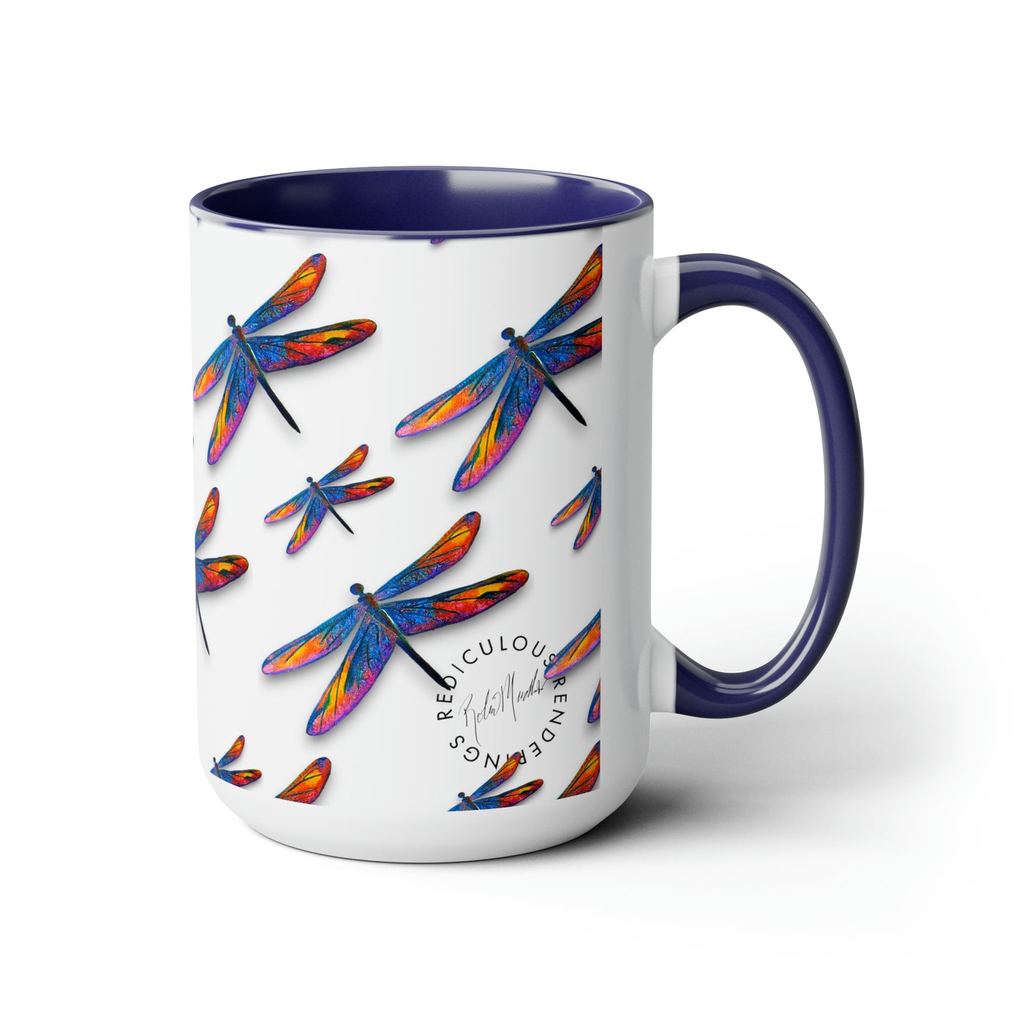 Dragonfly Two-Tone Coffee Mugs, 15oz