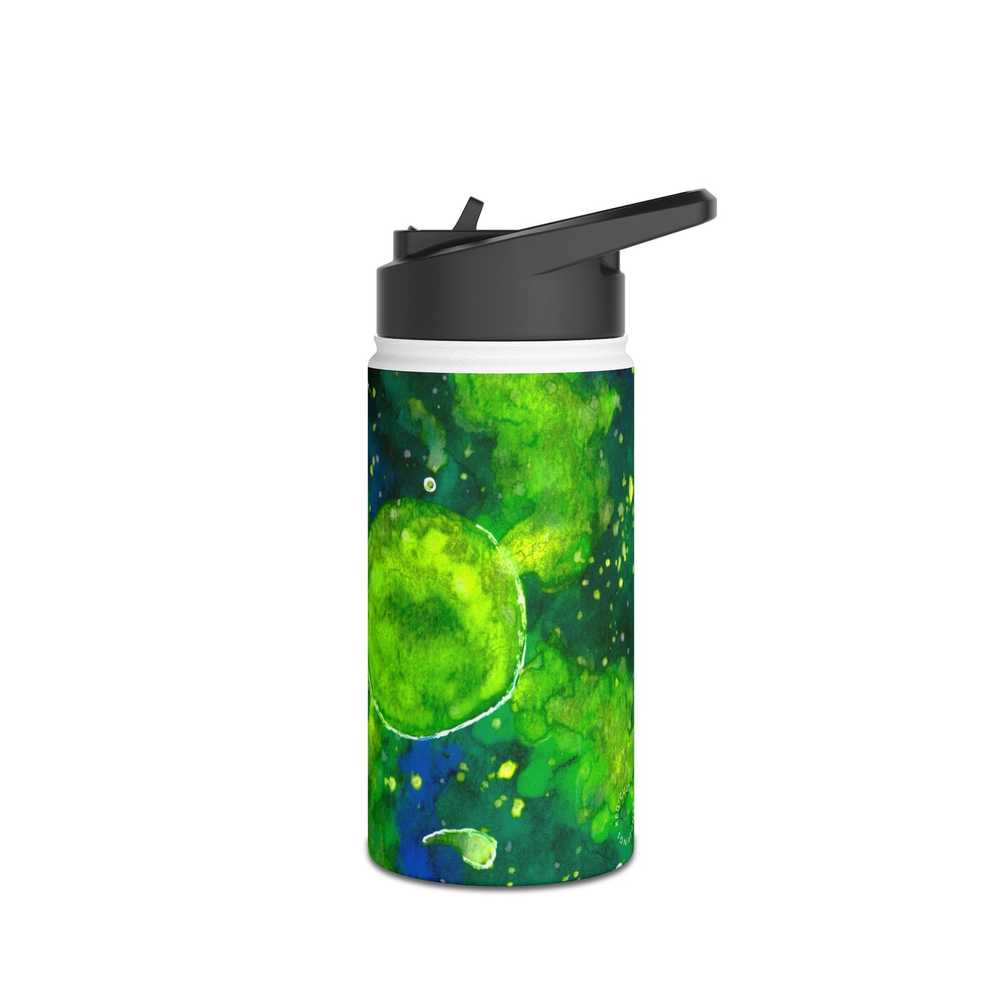 Green Galaxy Stainless Steel Water Bottle, Standard Lid