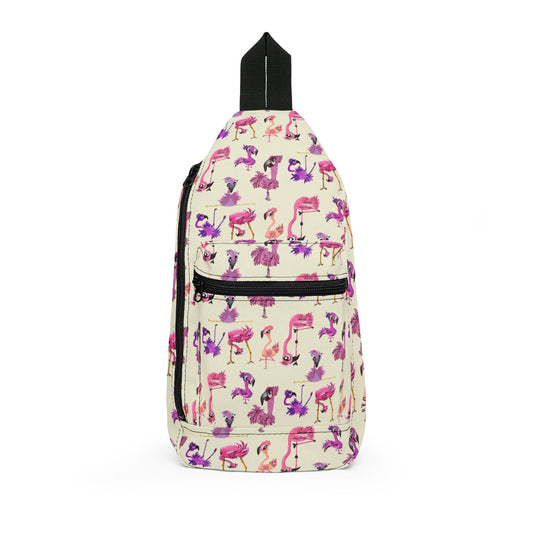 Flamingo Pattern Sling Bag – Cute Pink Tropical Crossbody for Kids & Adults