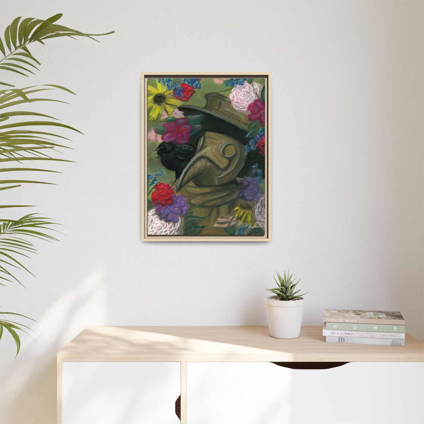 Plague Doctor and Raven Framed Wall Art