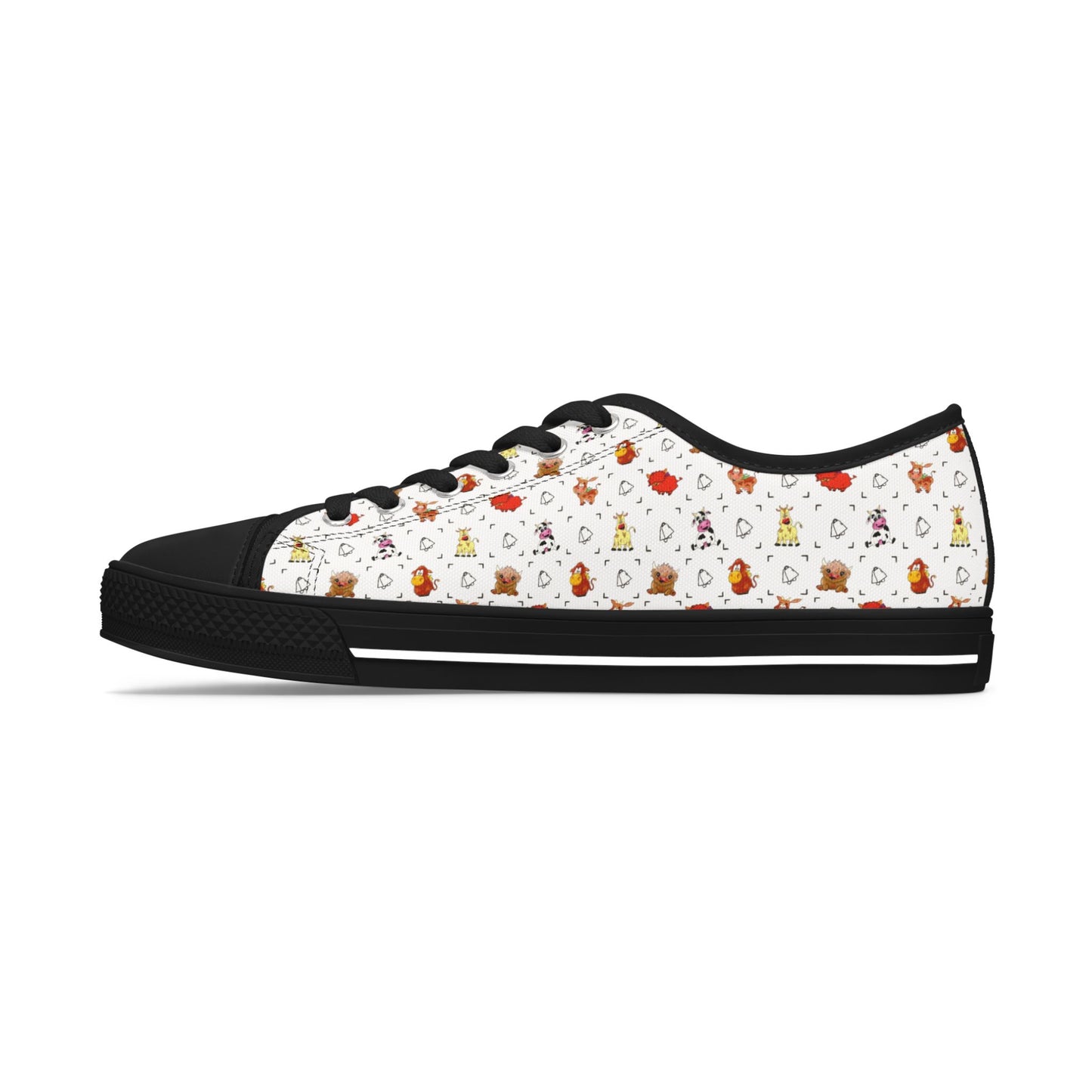 Cute Cow Bell Printed Women's Classic Low Top Sneaker Shoes