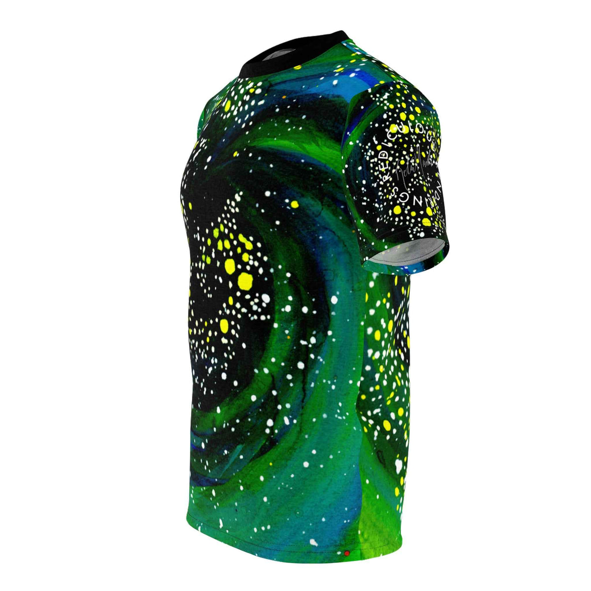Galaxy Swirl Tee — Green Cosmic All-Over Print T‑Shirt