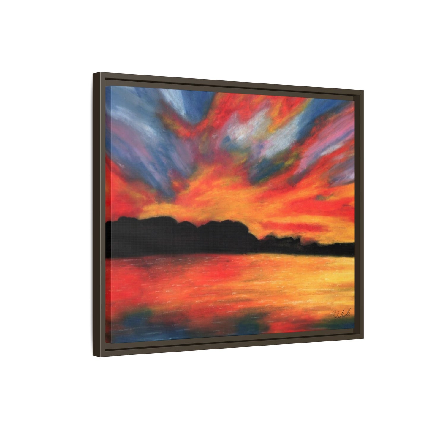 Sunset Over The Lake Framed Wall Art