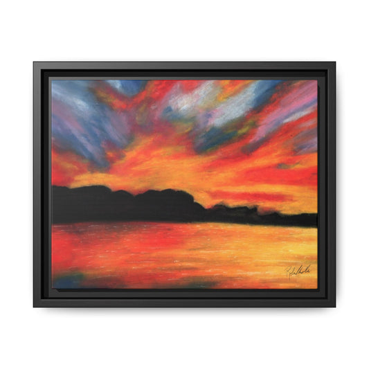 Sunset Over The Lake Framed Wall Art