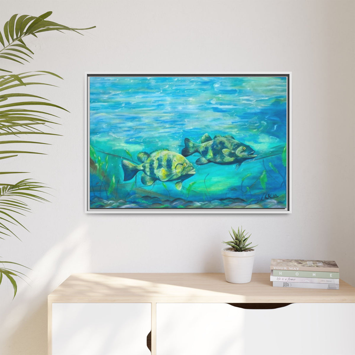 Framed Matte Canvas - Underwater Fish Scene