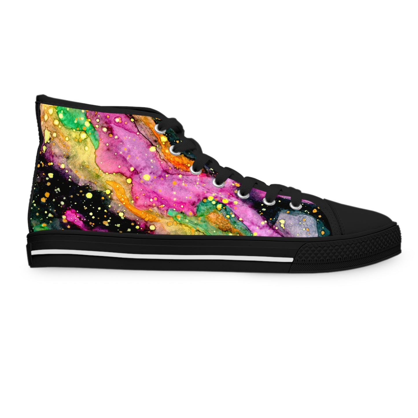 Neon Galaxy Unisex Classic High Top Sneakers Closed Toe Casual Walking Fashion Shoes