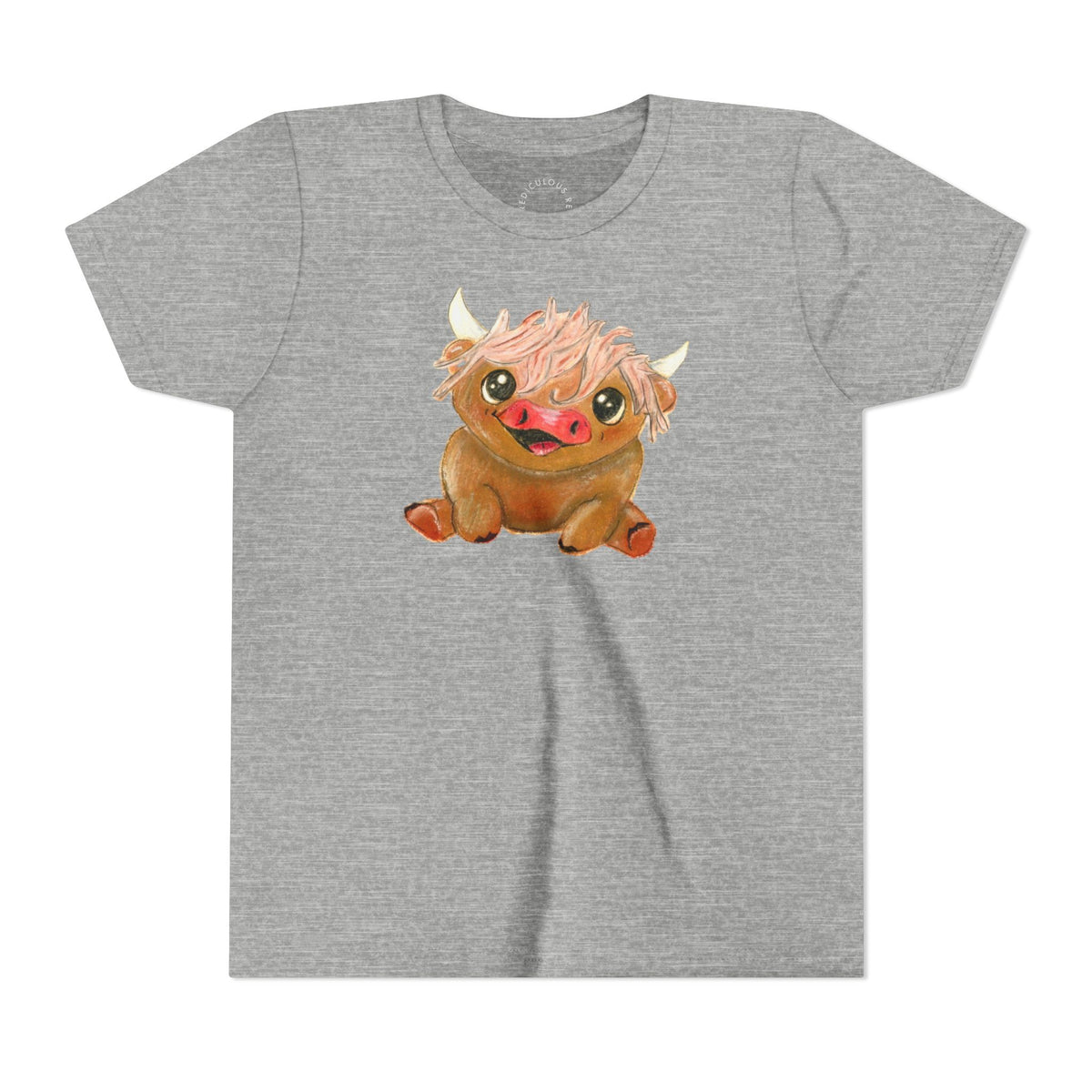 Cute Highland Cow Kids T‑Shirt — Adorable Baby Cow Graphic Youth Tee