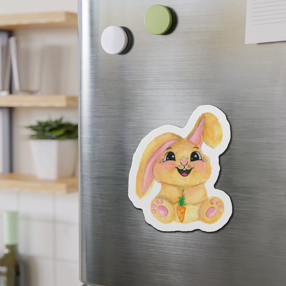 Bunny Die-Cut Magnets  Custom Shape, 5 Sizes, Vinyl Material for Outdoor Use, Flexible and Durable, Black Backing - Home Decor Refrigerator Magnets