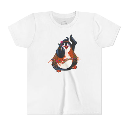 Kids Dancing Penguin Tee — Cute 60s Retro Penguin Graphic Youth T‑Shirt