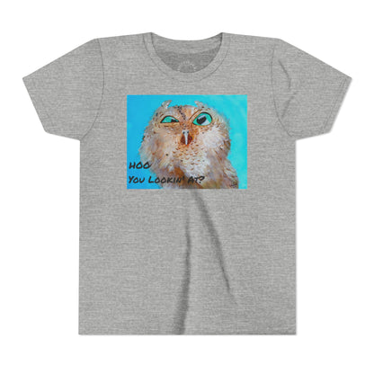 Youth Owl Tee "Hoo You Looking At?" - Cute Kids Graphic T-Shirt