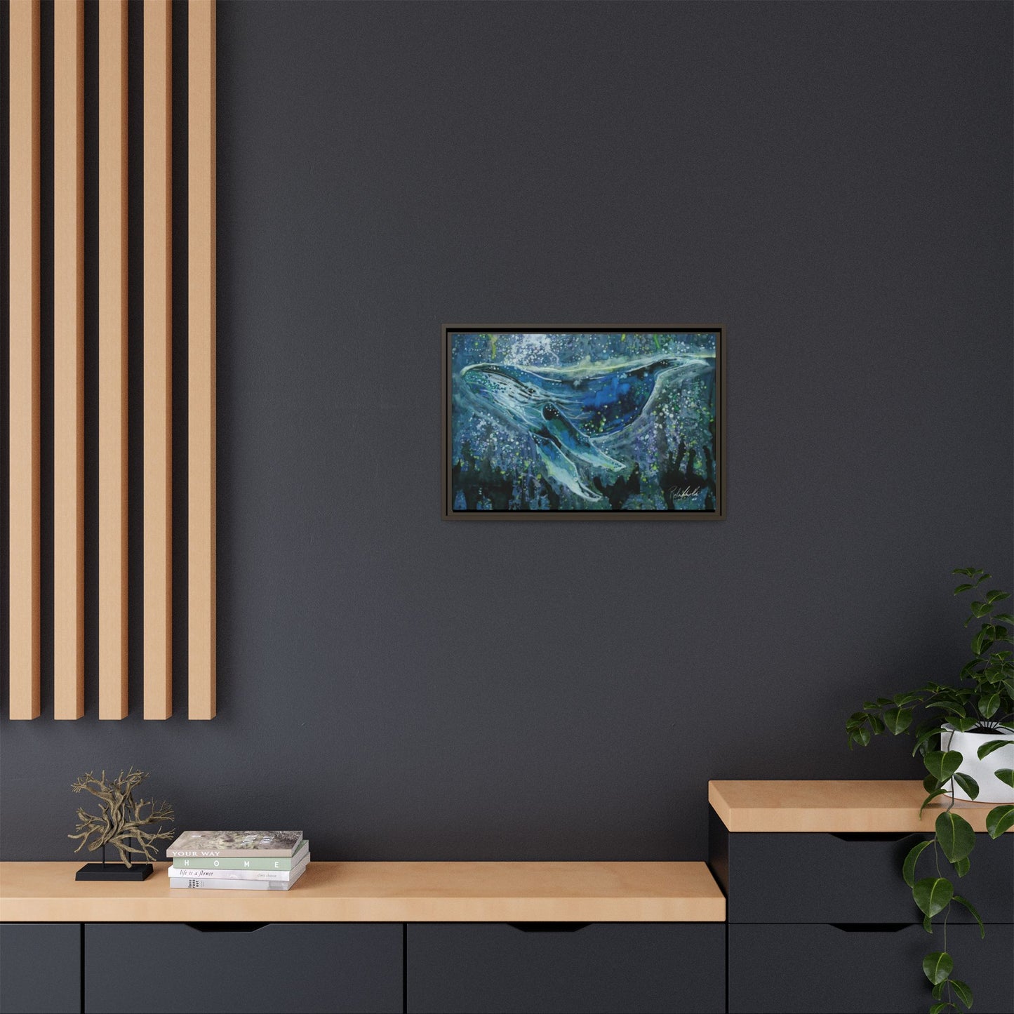 Watercolor Whale Framed Wall Art