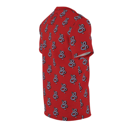 Red Snake Pattern T-Shirt — All-Over Print Casual Tee