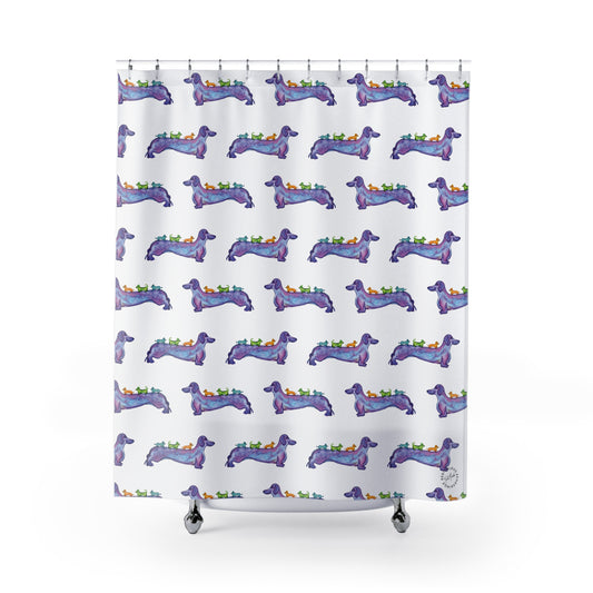 Watercolor Weiner Dog Shower Curtain